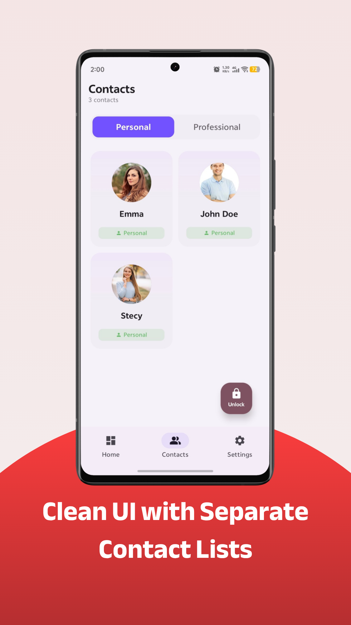 Contact list screen